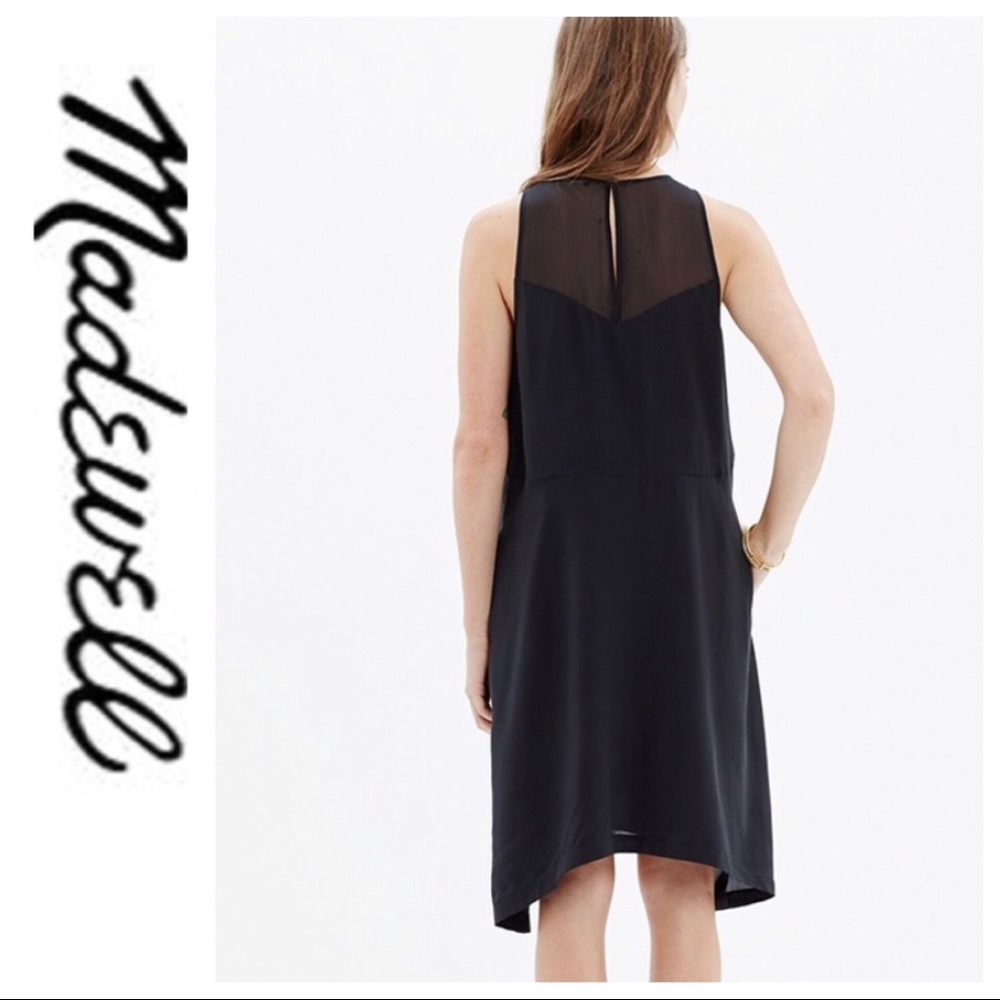 💕SALE💕 NWT Madewell Black Silk Parkwell Dress - Picture 2 of 11